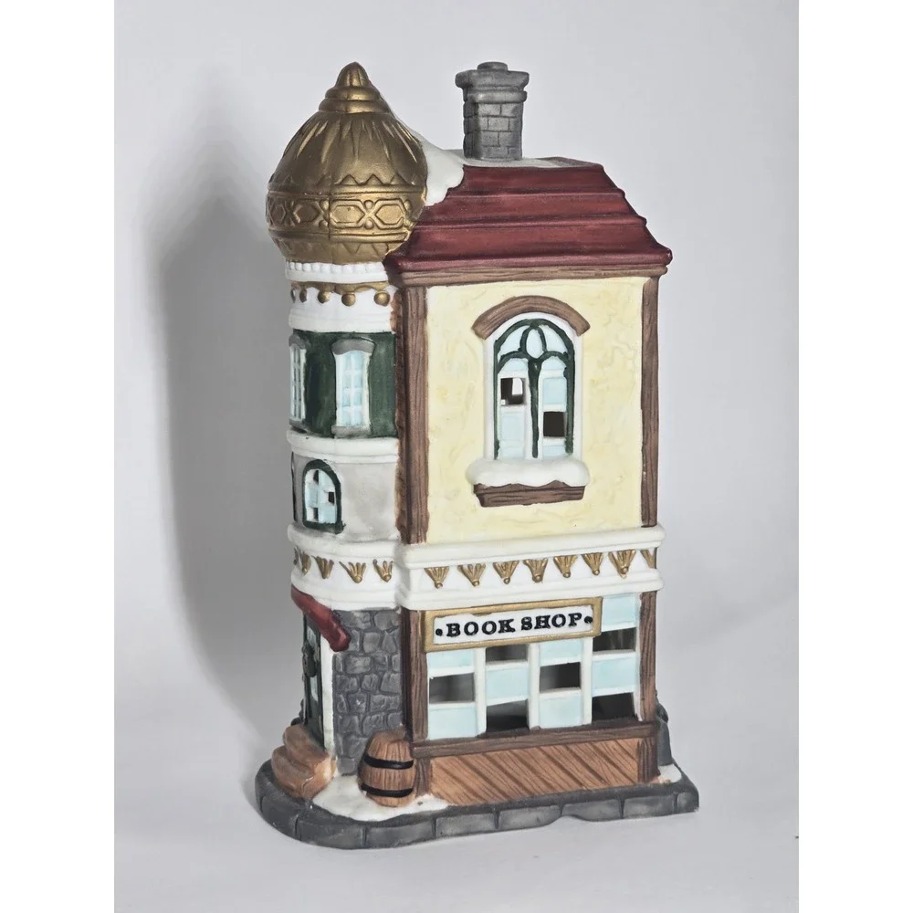 Mercuries 1994 Christmas Village Cafe Books Shop Light-Ready Vintage Holiday